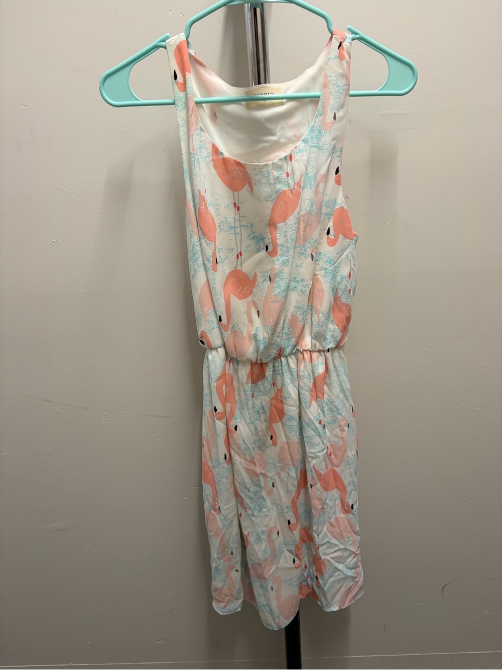 Everly Pink Flamingo Print Mini Dress size M
